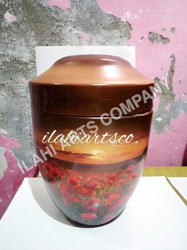 Silver Evening Rose Hand Painted Urn