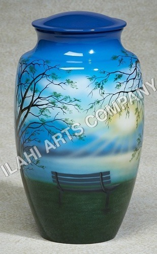 Silver The Bench Scene Hand Painted Urn