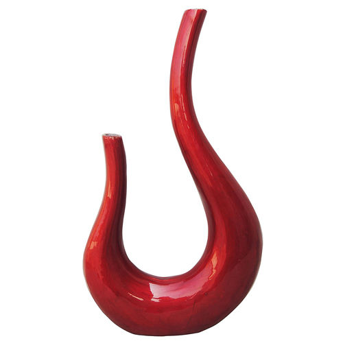 U Shape Red Dual Flower Vase