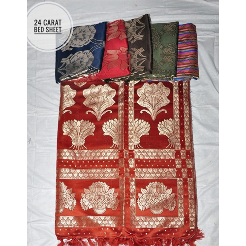 Double Bed Sheet - Silk Material, Double Size | Alluring Floral Pattern, Multi-Color, Quick Dry, Fade Resistant