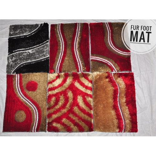 Black And Red Fur Foot Rug