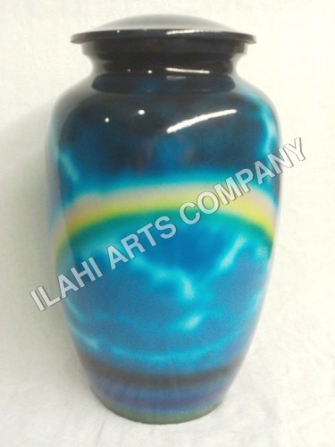 Silver Glossy Rainbow Hand Painted Urn