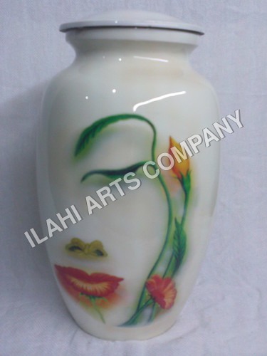 Blue Flower Face Beautiful Hand Painted Urn