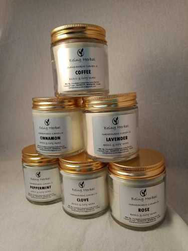 HERBAL CANDLE JARS : ROSECOFFEE MOGRA JASMINE LAVENDER BASIL ETC