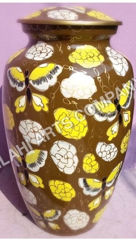 Coated Yellow Butterfly Cloisonne Cremation Urns