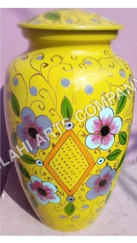 Brass Antique Flowers On Yellow Cloisonne Cremation Urns