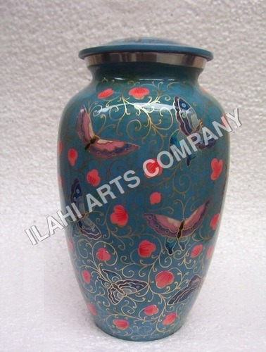 Coated New Design With Blue Butterfly Cloisonne Cremation Urns