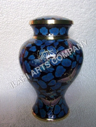 Coated New Design Of Blue Butterfly Cloisonne Cremation Urns
