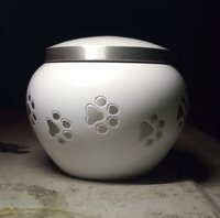 Brass Antique Majestic White Odyssey Pet Urn