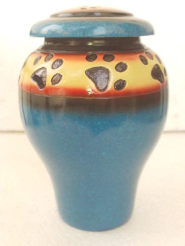 Brass Antique Blue Paw Print Pet Urns