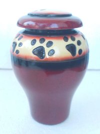 Brass Antique Red Paw Print Pet Urns