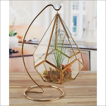 Gold Geometric Terrarium With Stand