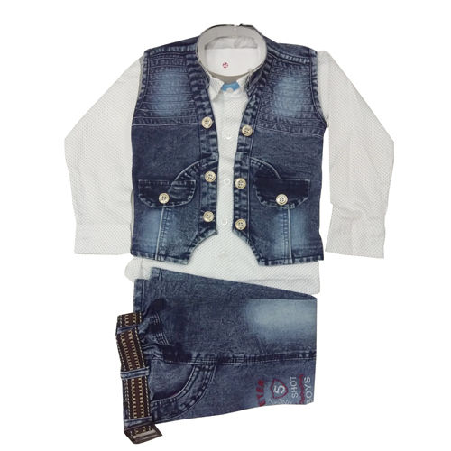 Kids Blue Denim Jacket  Set