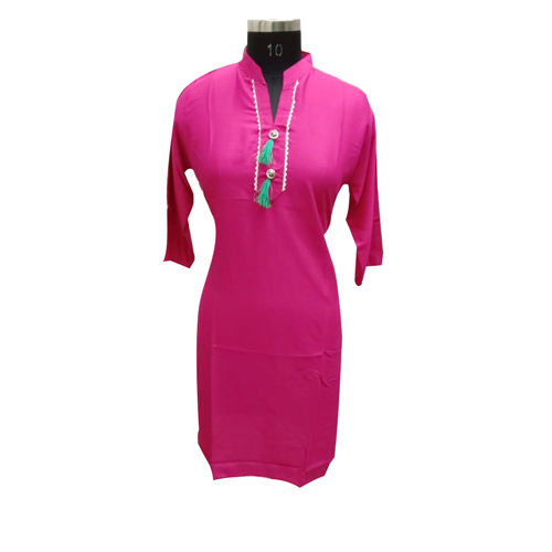 Pink Cotton Long Kurti