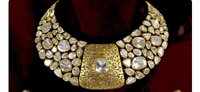 Kundan Polki Necklace Set - 22 Carat Gold, 33 Carat Natural Diamonds In White Color