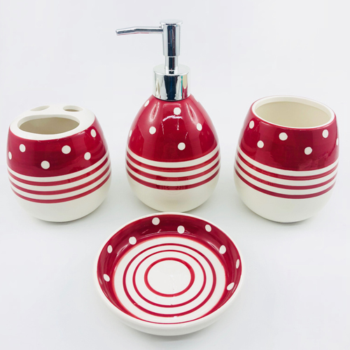Red Ceramic Designer Bathroom Set