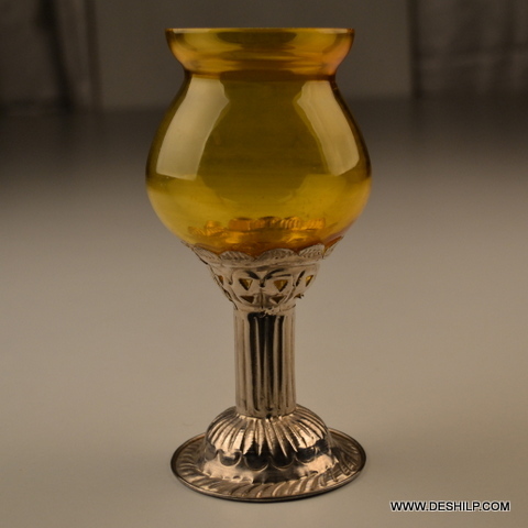 Colorful Printed Glass Votive, T-Light Votive , Decorative and Antique Inside & outside silver etching candle votive