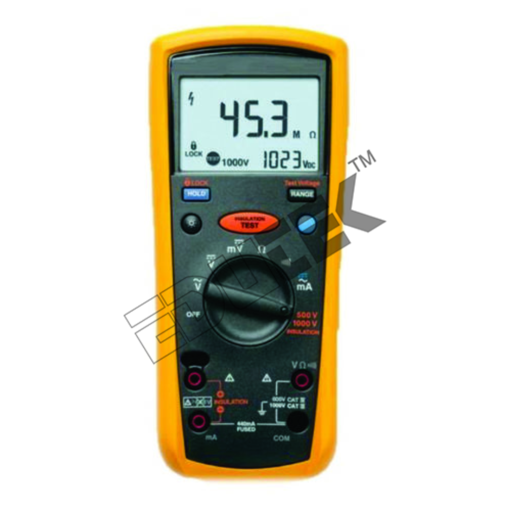 INSULATION RESISTANCE TESTER - Digital Display 150x80x30 mm 300g | Testing Voltage Range: 0.5kV-10kV Accuracy: 1% Battery Powered IEC 61010 Compliant
