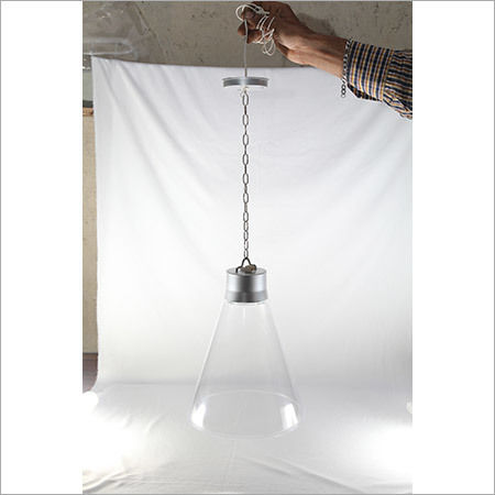 Silver And White C.F.L Vivo Hanging Light With Chain- Clear