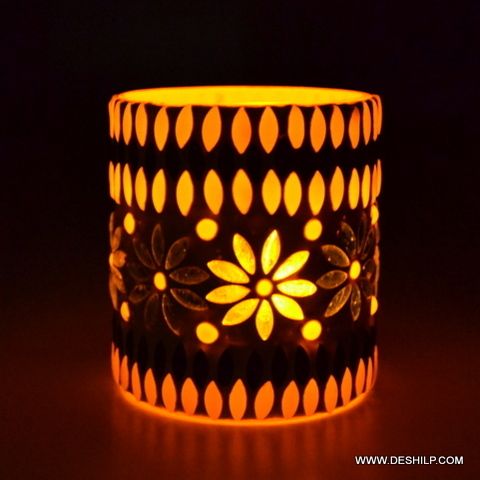 Mosaic Glass Votive Tealight Candle Holder