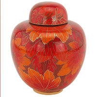 Fall Leaf Cloisonne Cremation Urn