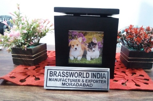 Brass Pet Cremation Urn For Ashes / Pet Urn / Wood Photo Frame Urn