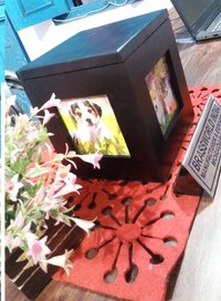 Brass Pet Cremation Urn For Ashes / Pet Urn / Wood Photo Frame Urn