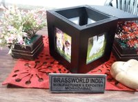Brass Pet Cremation Urn For Ashes / Pet Urn / Wood Photo Frame Urn