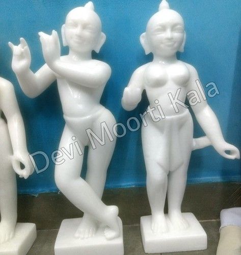 White Iskon Marble Statue Height: 1.5 Foot (Ft)