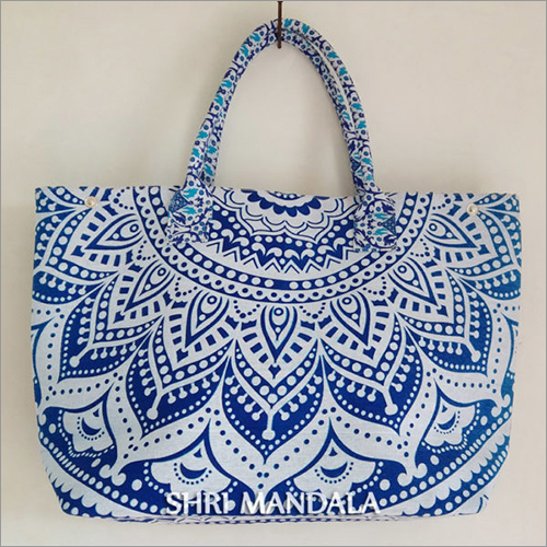 Daisy Blue Ombre Ladies Handmade Handbag Design: Mandala