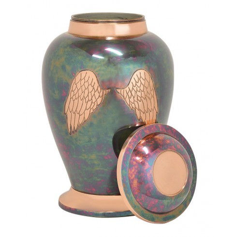 Angel Wings Raku Brass Cremation Urn