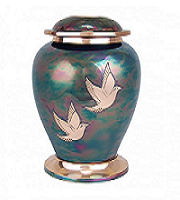 Loving Doves Raku Brass Cremation Urn