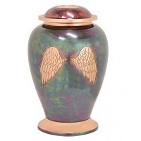 Loving Doves Raku Brass Cremation Urn