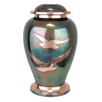 Loving Doves Raku Brass Cremation Urn