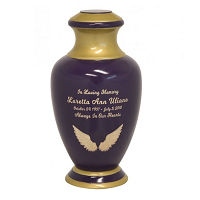 Heavenly Angel Wings Purple Brass Urn