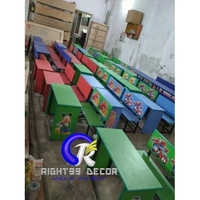School Bench - Wooden, 2.5-3 Inch Height | Non-toxic, Comfortable, Lightweight, Available In Green, Blue, And Red