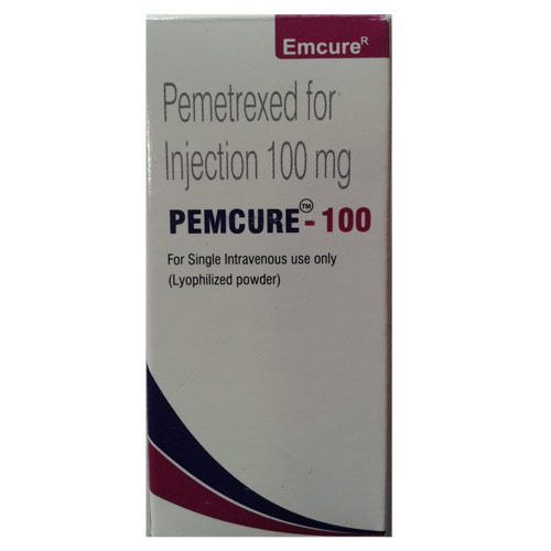 Pemcure - Pemetrexed Injection 100mg & 500mg | Anti-Cancer Treatment for NSCLC & Malignant Pleural Mesothelioma, Administered Intravenously by Healthcare Professionals, Regular Blood Monitoring Recommended