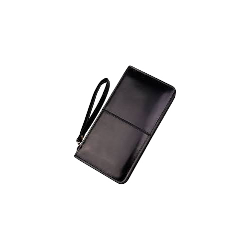 Black Leather Wallet - Premium Grade Leather, Adjustable Size , Elegant Design & Convenient Wrist Sling