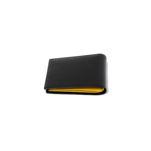 Mens Leather Wallet - Leather Material, All Sizes, Black with Yellow Interior | Attractive Design, Rigorous Quality Testing