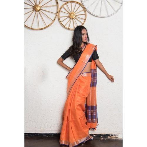 Ladies Orange Saree