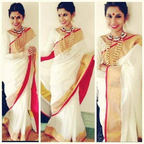 Ladies Half Silk White Saree
