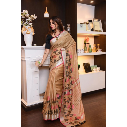 Ladies Brown Silk Saree