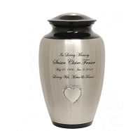 Silver Heart Of Roses Pewter Urn