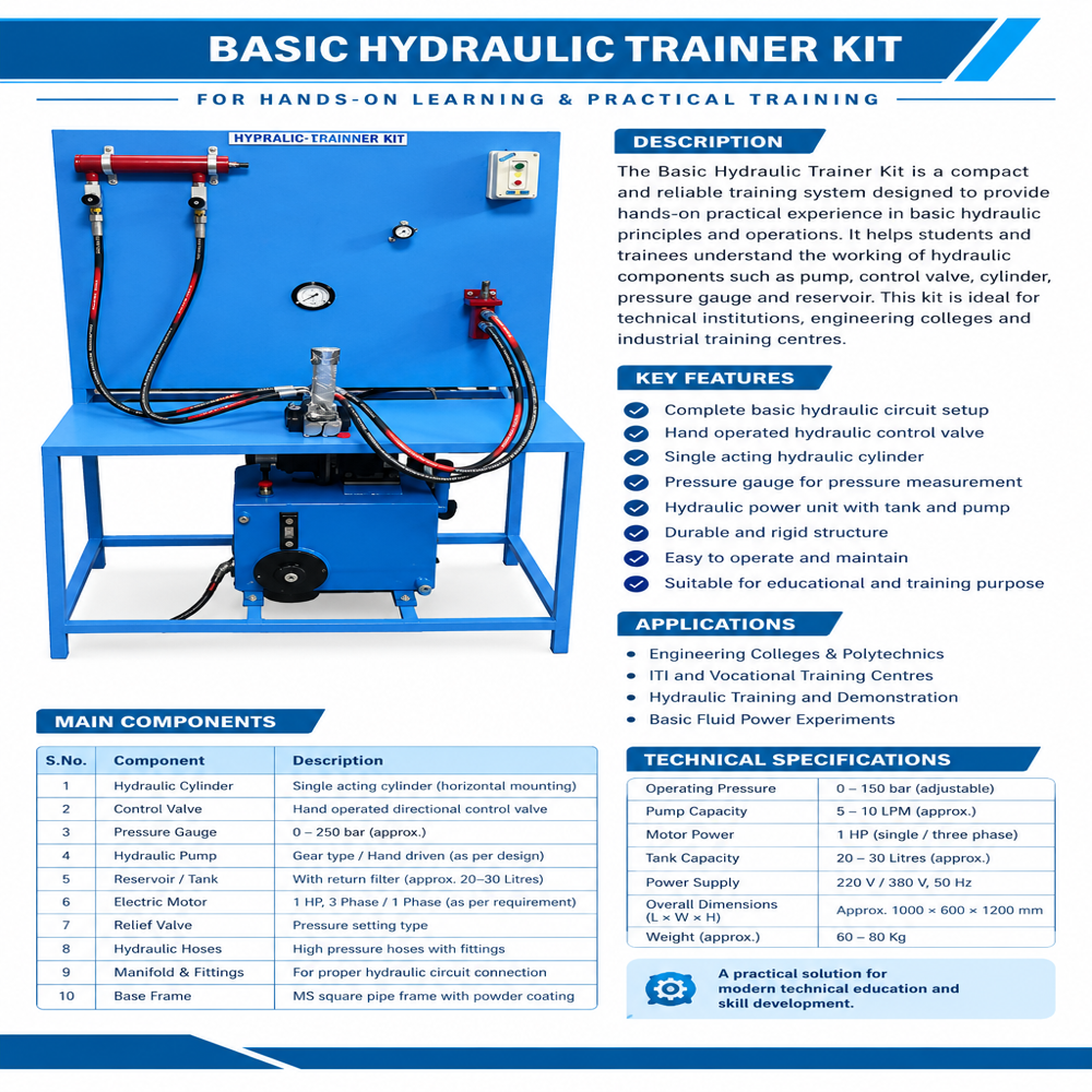 Hydraulic Trainer Kit - Application: Mechanical Engineering Lab