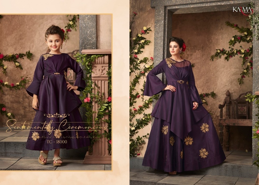 Purple Fancy Designer Satin Gown