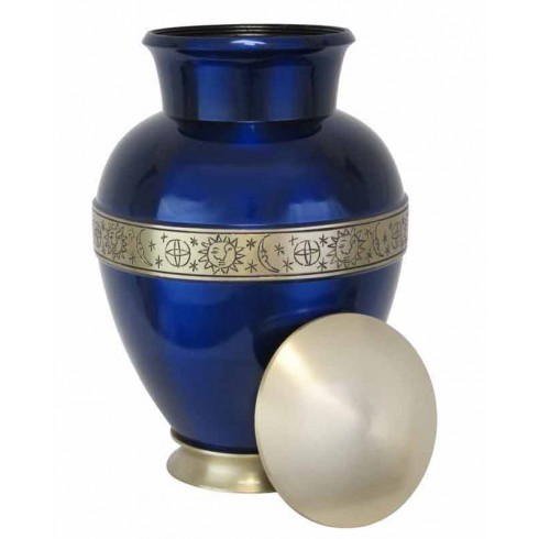 Beautiful Cosmos Blue Brass Urn