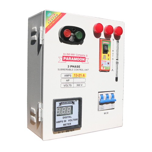 Three Phase Digital Panel Auto Switch - Mild Steel, 78x55x97mm | IP65 Protection, Electro Galvanized White Finish, 415V Rated Voltage