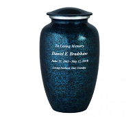 Blue Marbled Pewter Cremation Urn