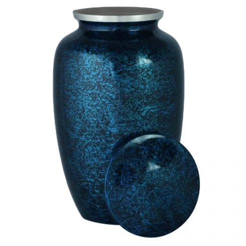 Blue Marbled Pewter Cremation Urn