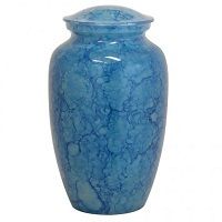 Large Blue Clouds Brass Urn